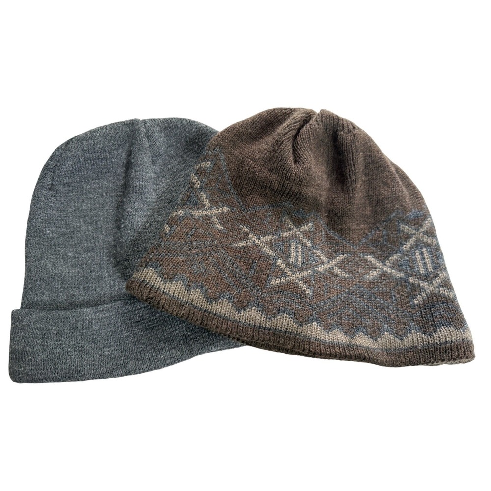 Lot of 2 winter hats Brown/Gray unisex